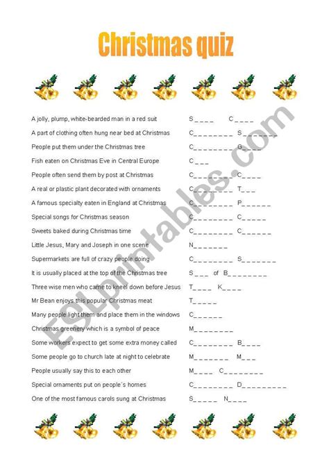 Christmas Quiz Esl Worksheet By Jirka