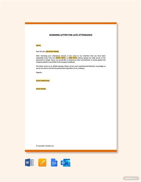 Attendance Warning Letter Templates Documents Design Free Download