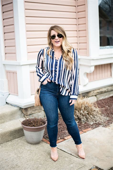 Striped Blush Blouse Featured By Top Us Fashion Blog Coffee Beans And