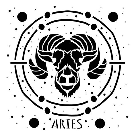 Aries Astrological Stencil By Studior12 Diy Star Sign Zodiac Bedroom