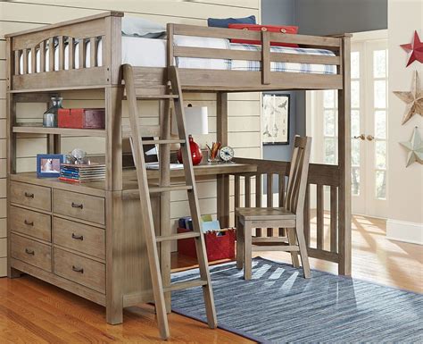 Highlands Driftwood Full Loft Bed With Desk And Chair From Ne Kids