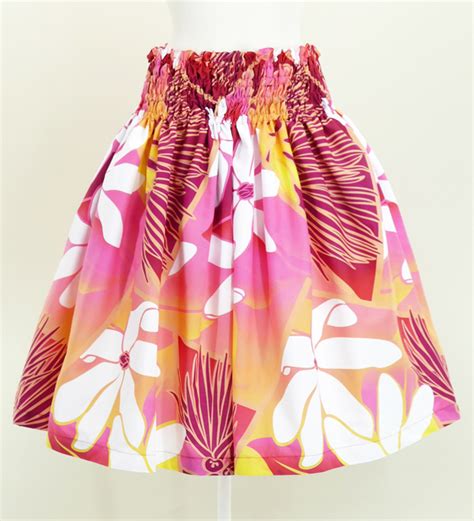 Hula Pa U Skirt With Lehua Tiare Print Pink G2659 Hulaohana