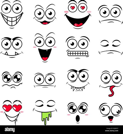 Set Of Cute Happy Smiley Emoticons Vector Illustration Stock Vector Image And Art Alamy