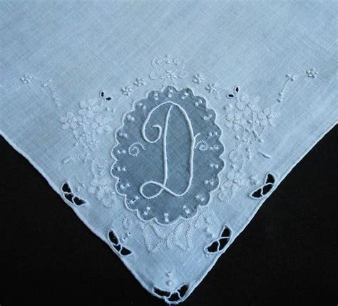 D Monogram Hanky Vintage White Linen Wedding Handkerchief With Etsy