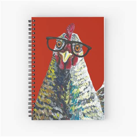 Funny Chicken Art Chicken With Glasses Spiral Notebook For Sale By