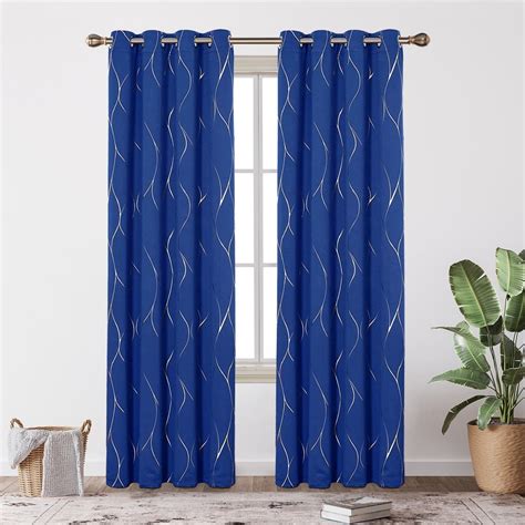 Extra Long Gold Wave Grommet Blackout Curtains Room Darkening Therma