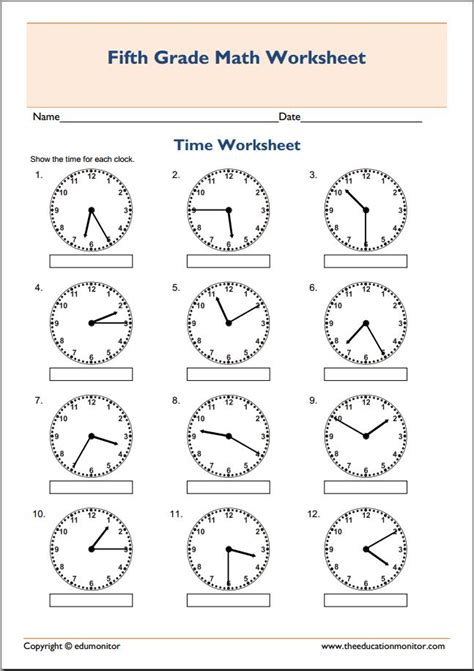 Free Printable 5th Grade Math Worksheets