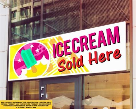 Ice Cream Sold Here Signage Colour Sign Printed Heavy Duty Ebay