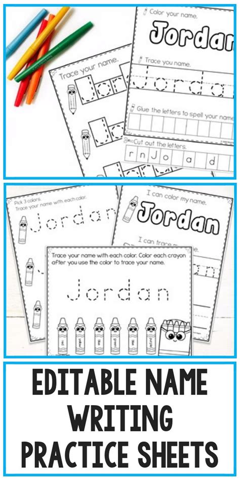 Editable Name Tracing And Writing Practice Activity Worksheets Prek