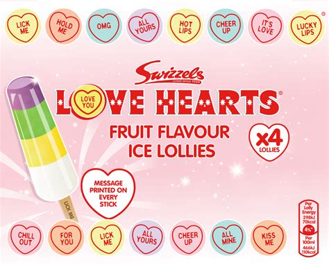 New Love Hearts Ice Lollies Swizzels