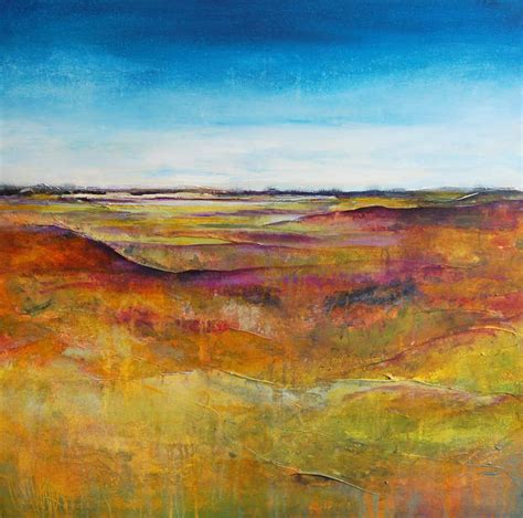 Abstract Landscape Painting Original Art Canvas Large Textured Yellow