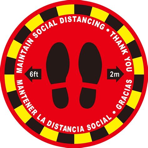 10 Pack Social Distance Floor Stickers Bilingual Safety Floor Decals