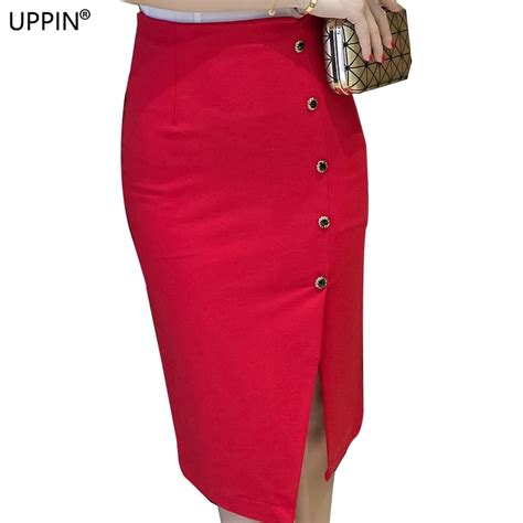 Uppin Autumn Casual 5xl Plus Size Slit Sexy Pencil Skirt Women Elegant Empire Slim Ol Midi Skirt