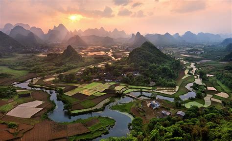 Sunset Over Guilin Guangxi Region China Its A Beautiful World