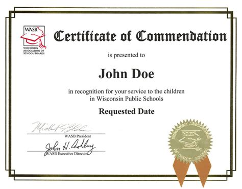 Certificate Commendation Image Wisconsin Association Of School Boards