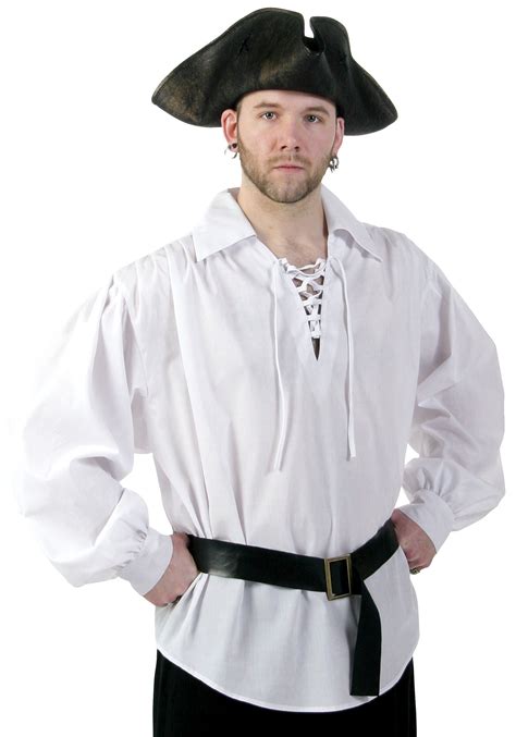 White Medieval Pirate Shirt Mens Pirate Costume Accessory Pirate