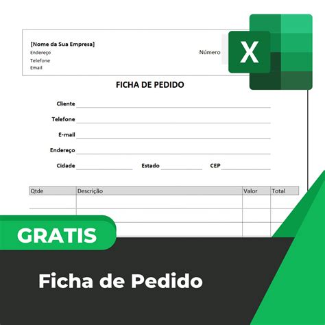 Ficha de Pedido Grátis Smart Planilhas