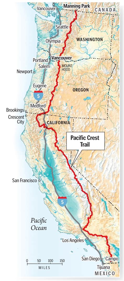 Wall Map Of Pct Trail