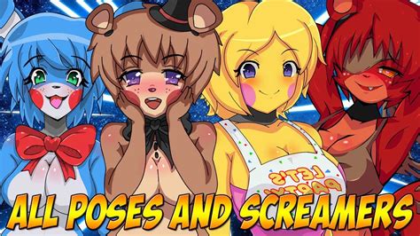 All poses and jumpscares Five Nights in Anime Remastered Beta Позы и