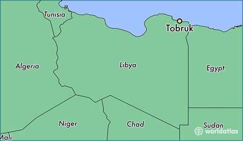 Where Is Tobruk Libya Tobruk Sha`biyat Al Butnan Map