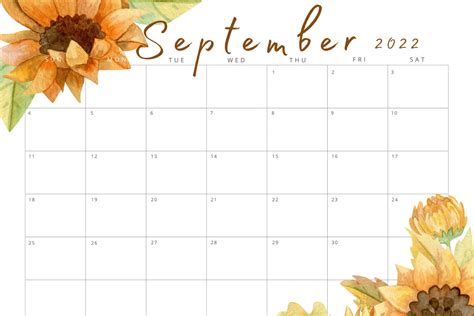 Calendar 2022 September Printable