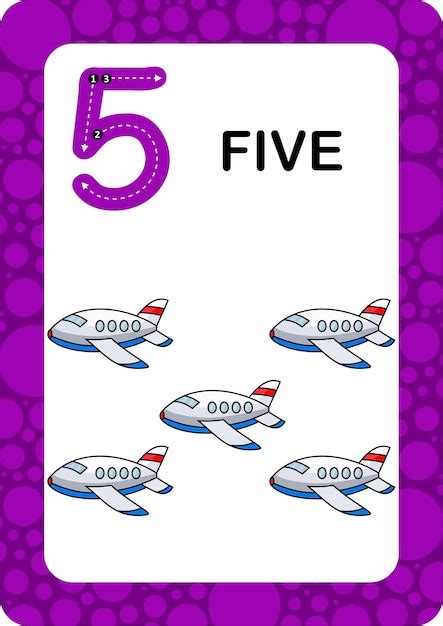 Premium Vector Numbers Flashcards Number Five Educational Math Card