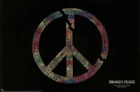 Broken Peace Sign Major World Conflicts Art Print Poster Mini Poster