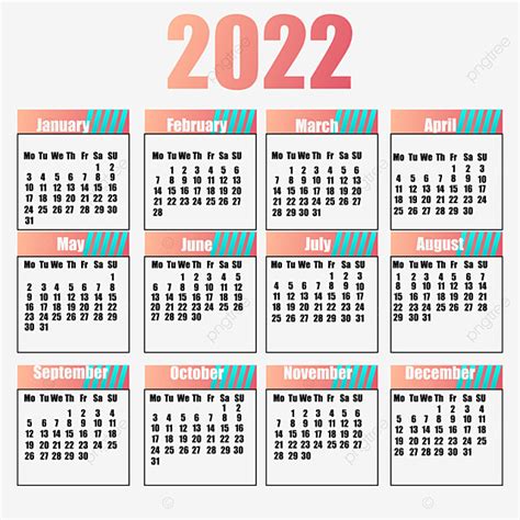 Vector Calender 2022 Nuevo Diseño Png Calendario Calendario 2022