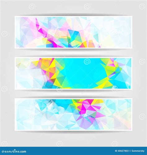 Abstract Colorful Triangular Header Set Stock Vector Illustration Of