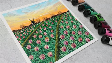 Khám Phá Vẽ Cánh đồng Hoa Tulip Trong Tranh Sơn Dầu