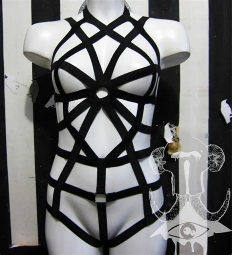 new fashion pastel goth garter belt sexy lingerie spider web handmade elastic bust suit bondage