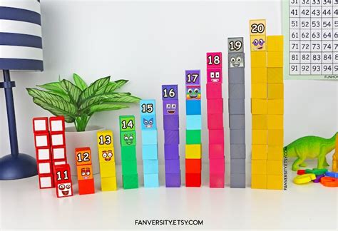 Numberblocks 11 20 With Numbers Stackable Wooden Block Etsy Canada