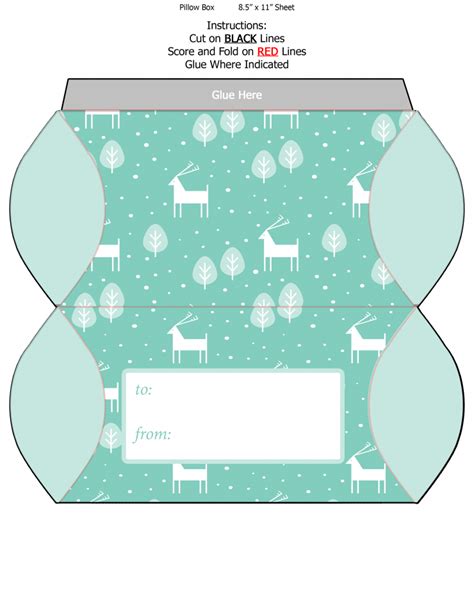 Free Printable Christmas Pillow Boxes Christmas T Box Template