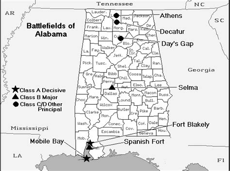 Alabama American Civil War Map Of Battles