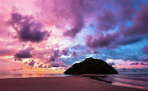 Tropical Island And Paradise Beach At Sunset Photograph By Juhani