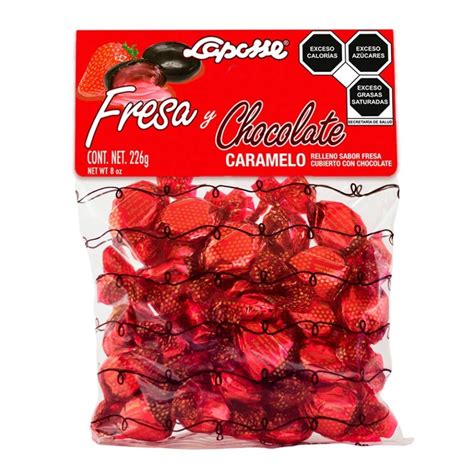 Caramelo Laposse Relleno Sabor Fresa Cubierto Con Chocolate 226 G Walmart