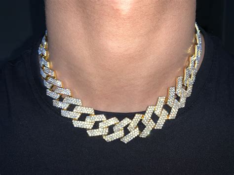 20mm Iced Out Prong Chain In Gold Jewlz Express