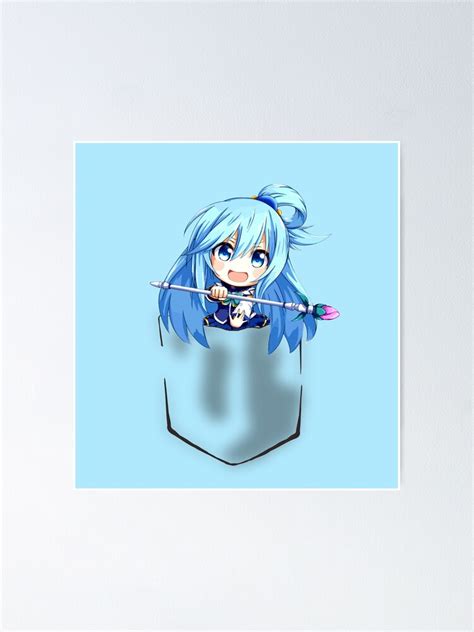 Anime Chibi Pocket Aqua Girl Konosuba Art Poster For Sale By