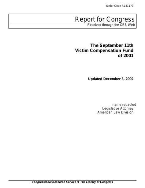 The September 11th Victim Compensation Fund Of 2001
