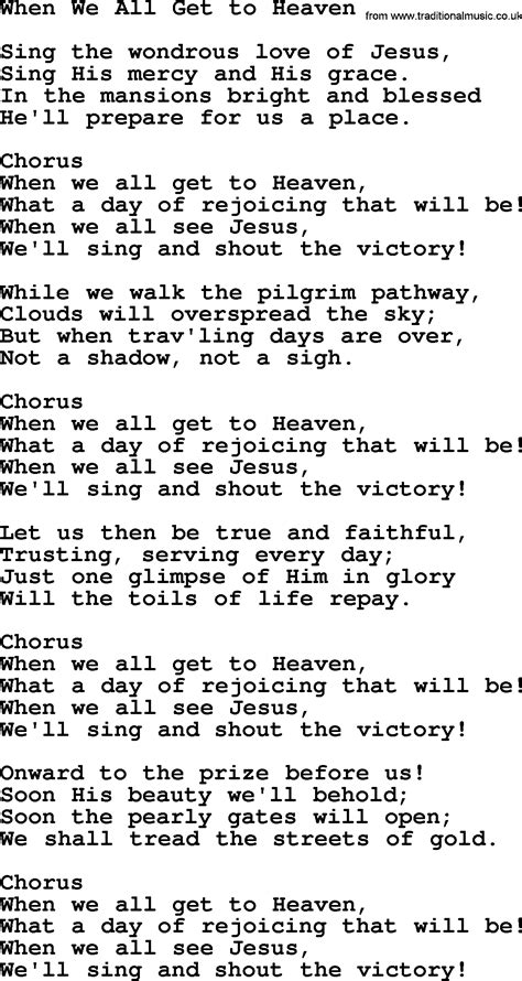 When We All Get To Heaven Gospel Song Lyrics Hymn Sheet Music Hot Sex
