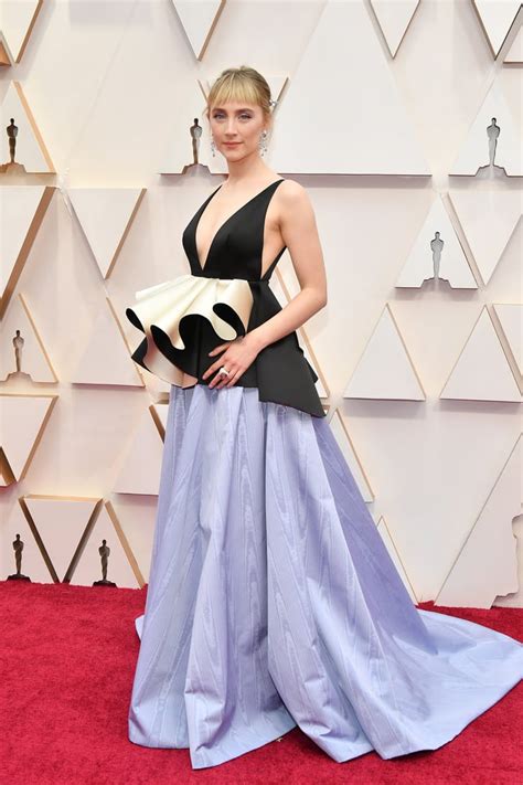Saoirse Ronans Black And Purple Gucci Gown At Oscars 2020 Popsugar
