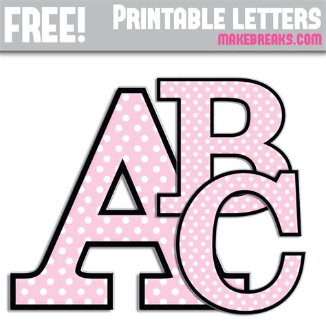 Pink Polka Dot With Black Edge Free Printable Alphabet Make Breaks
