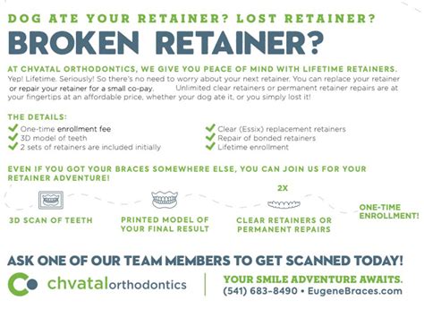 Retainer brite has an optimum ph level and is created to clean oral guards and orthodontic appliances—not full or partial dentures or artificial teeth. Lifetime Retainers - Chvatal Orthodontics | Eugene Cottage ...