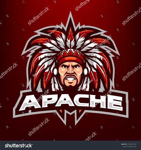 Apache Indian Man Head Mascot Logo Stock Vector Royalty Free