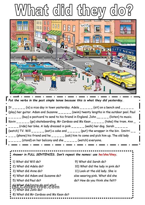 The Past Simple Tense With A Picture English Activities English