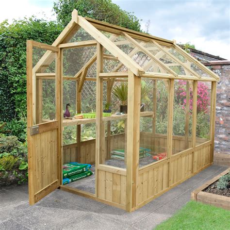 Forest Garden Vale Wooden 8x6 Toughened Glass Greenhouse Departments