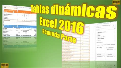Tabla Dinámica Excel 2016 Segunda Parte Aprende Bien Aprende Fácil