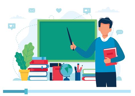 Teacher With Books And Chalkboard Video Lesson 1313793 Vector Art At