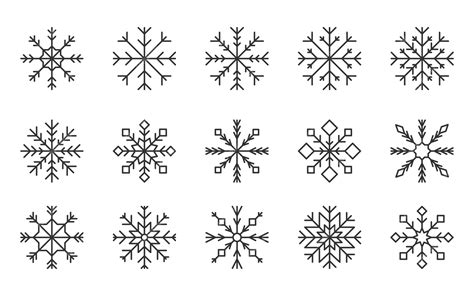 Premium Vector Snowflake Crystal Hexagon Editable Line Black Set
