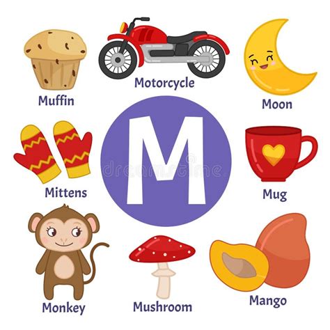 Palabra M Del Alfabeto M Para El Mango Ilustración Del Vector